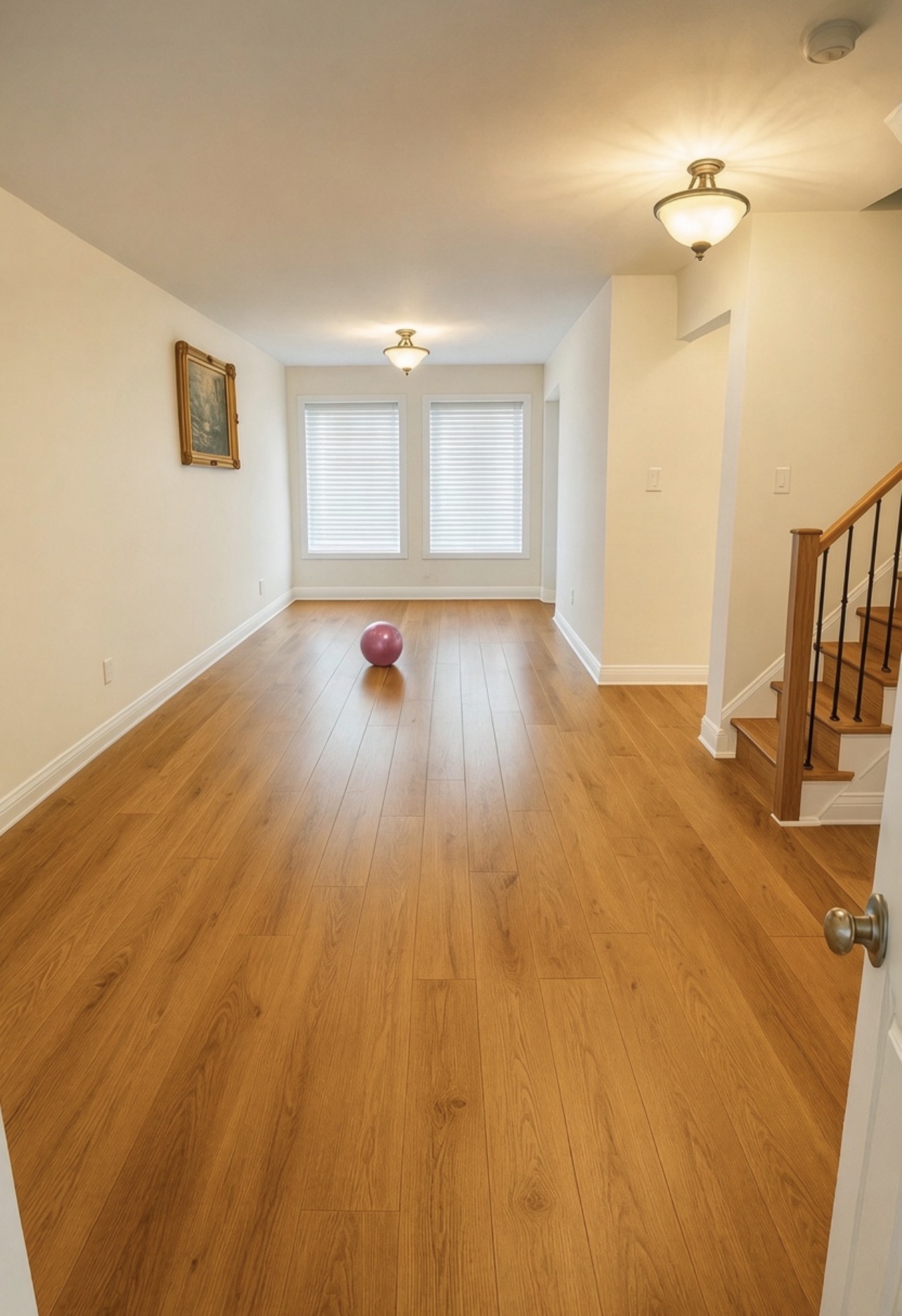 Painting & Hardwood — Living Room & Stairs